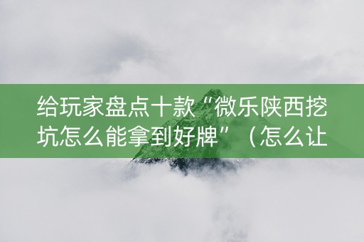 给玩家盘点十款“微乐陕西挖坑怎么能拿到好牌”（怎么让系统给自己好牌)