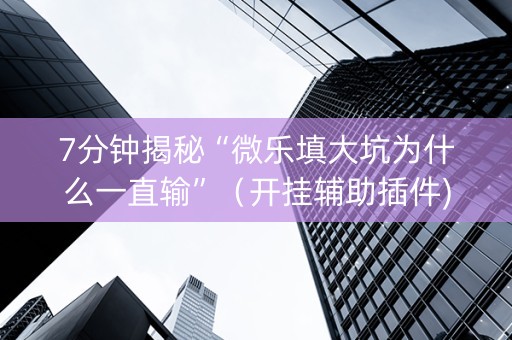 7分钟揭秘“微乐填大坑为什么一直输”（开挂辅助插件)