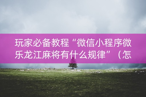 玩家必备教程“微信小程序微乐龙江麻将有什么规律”（怎么提高胜率)