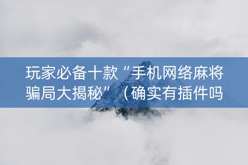 玩家必备十款“手机网络麻将骗局大揭秘”（确实有插件吗)