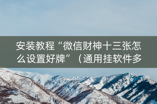 安装教程“微信财神十三张怎么设置好牌”（通用挂软件多少钱)