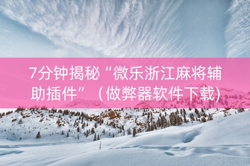 7分钟揭秘“微乐浙江麻将辅助插件”（做弊器软件下载)