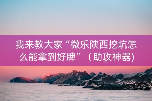 我来教大家“微乐陕西挖坑怎么能拿到好牌”（助攻神器)