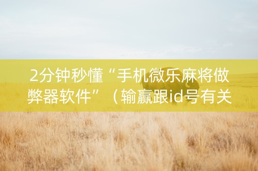 2分钟秒懂“手机微乐麻将做弊器软件”（输赢跟id号有关系吗)