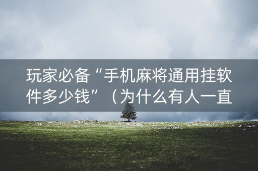 玩家必备“手机麻将通用挂软件多少钱”（为什么有人一直赢)