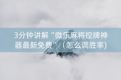 3分钟讲解“微乐麻将控牌神器最新免费”（怎么调胜率)