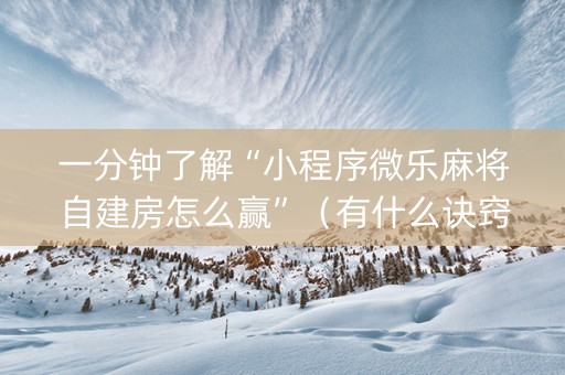 一分钟了解“小程序微乐麻将自建房怎么赢”（有什么诀窍)