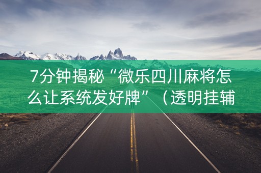 7分钟揭秘“微乐四川麻将怎么让系统发好牌”（透明挂辅助器)
