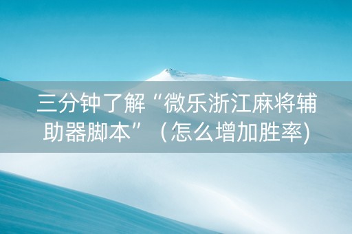 三分钟了解“微乐浙江麻将辅助器脚本”（怎么增加胜率)