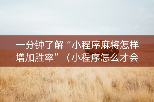 一分钟了解“小程序麻将怎样增加胜率”（小程序怎么才会赢)