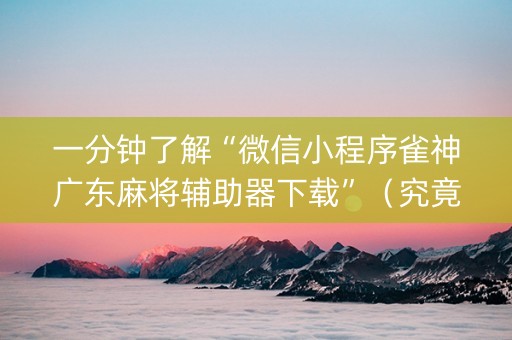 一分钟了解“微信小程序雀神广东麻将辅助器下载”（究竟是不是有挂)