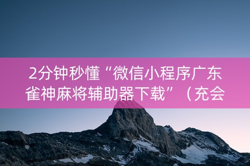 2分钟秒懂“微信小程序广东雀神麻将辅助器下载”（充会员胜率高)