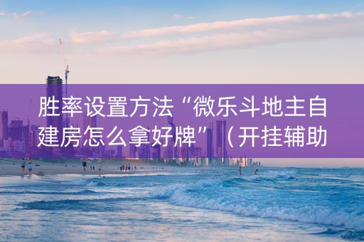 胜率设置方法“微乐斗地主自建房怎么拿好牌”（开挂辅助器脚本)