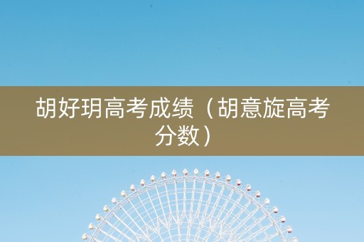 胡好玥高考成绩（胡意旋高考分数）