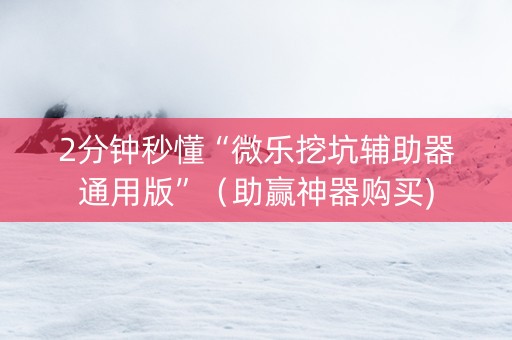 2分钟秒懂“微乐挖坑辅助器通用版”（助赢神器购买)