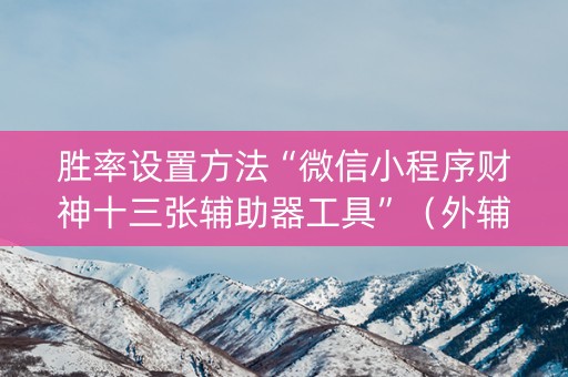 胜率设置方法“微信小程序财神十三张辅助器工具”（外辅工具)