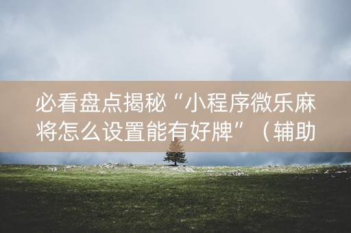 必看盘点揭秘“小程序微乐麻将怎么设置能有好牌”（辅助神器免费)