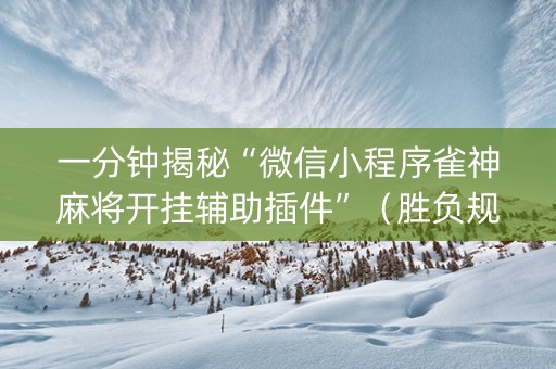 一分钟揭秘“微信小程序雀神麻将开挂辅助插件”（胜负规律拿好牌)