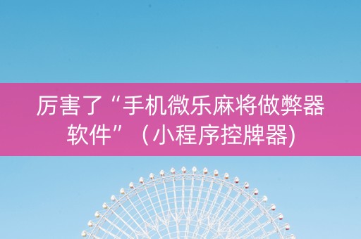 厉害了“手机微乐麻将做弊器软件”（小程序控牌器)