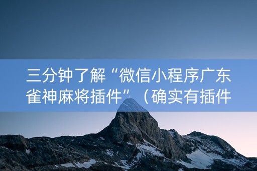 三分钟了解“微信小程序广东雀神麻将插件”（确实有插件吗)