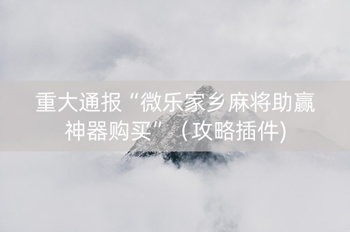 重大通报“微乐家乡麻将助赢神器购买”（攻略插件)