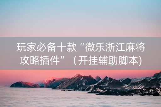 玩家必备十款“微乐浙江麻将攻略插件”（开挂辅助脚本)