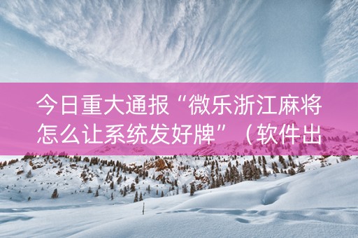 今日重大通报“微乐浙江麻将怎么让系统发好牌”（软件出售)