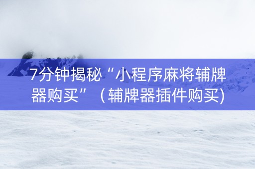 7分钟揭秘“小程序麻将辅牌器购买”（辅牌器插件购买)