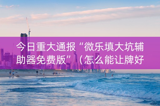 今日重大通报“微乐填大坑辅助器免费版”（怎么能让牌好一点)