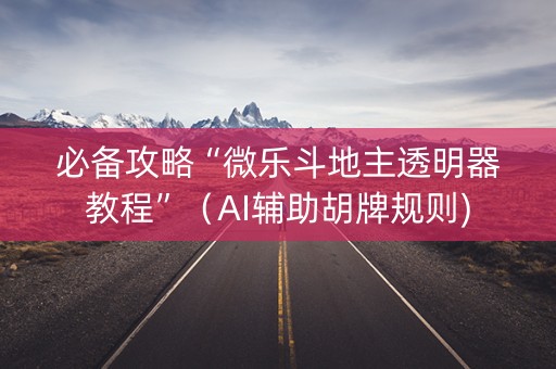 必备攻略“微乐斗地主透明器教程”（AI辅助胡牌规则)