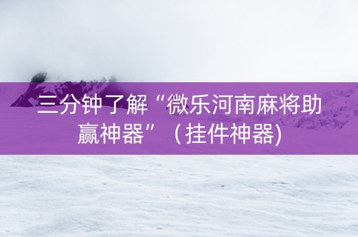 三分钟了解“微乐河南麻将助赢神器”（挂件神器)