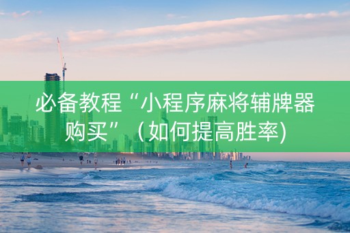 必备教程“小程序麻将辅牌器购买”（如何提高胜率)
