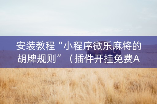 安装教程“小程序微乐麻将的胡牌规则”（插件开挂免费AI)