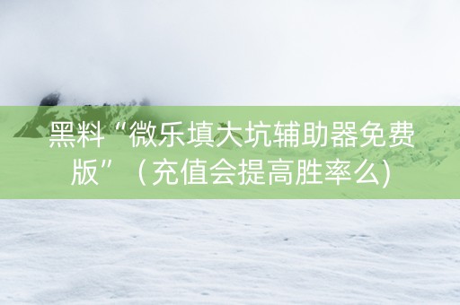 黑料“微乐填大坑辅助器免费版”（充值会提高胜率么)
