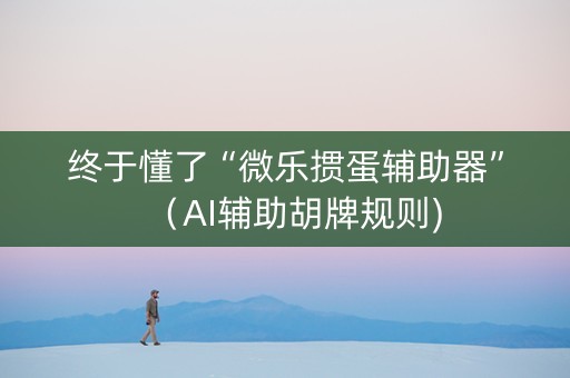 终于懂了“微乐掼蛋辅助器”（AI辅助胡牌规则)