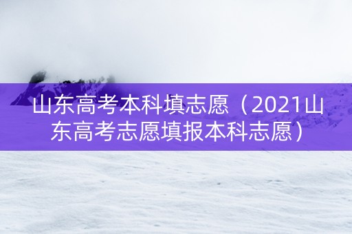 山东高考本科填志愿（2021山东高考志愿填报本科志愿）