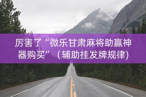 厉害了“微乐甘肃麻将助赢神器购买”（辅助挂发牌规律)
