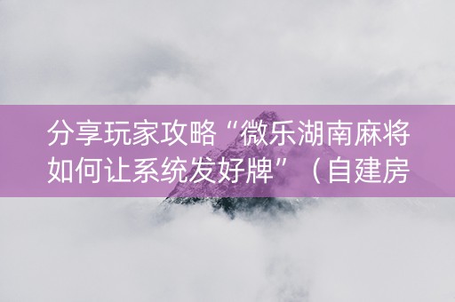 分享玩家攻略“微乐湖南麻将如何让系统发好牌”（自建房胜负规律)