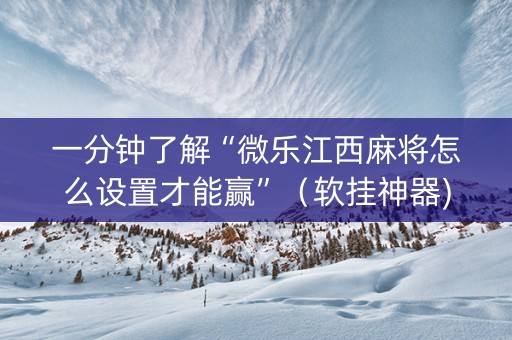 一分钟了解“微乐江西麻将怎么设置才能赢”（软挂神器)