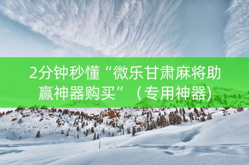 2分钟秒懂“微乐甘肃麻将助赢神器购买”（专用神器)