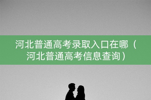 河北普通高考录取入口在哪（河北普通高考信息查询）