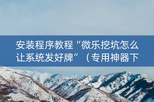 安装程序教程“微乐挖坑怎么让系统发好牌”（专用神器下载)