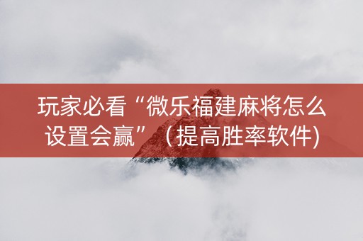 玩家必看“微乐福建麻将怎么设置会赢”（提高胜率软件)