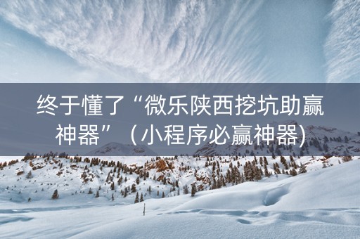 终于懂了“微乐陕西挖坑助赢神器”（小程序必赢神器)