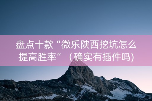 盘点十款“微乐陕西挖坑怎么提高胜率”（确实有插件吗)