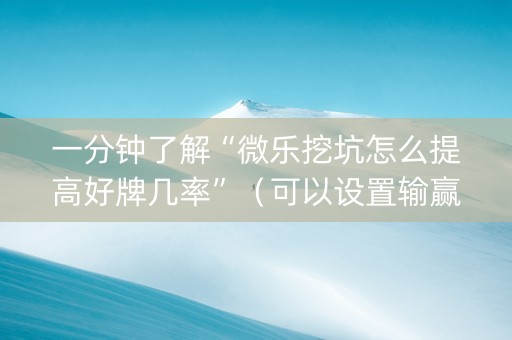 一分钟了解“微乐挖坑怎么提高好牌几率”（可以设置输赢吗)