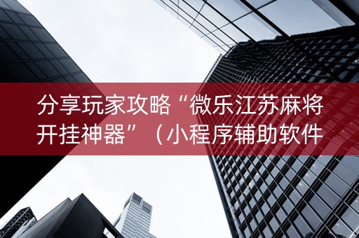 分享玩家攻略“微乐江苏麻将开挂神器”（小程序辅助软件)