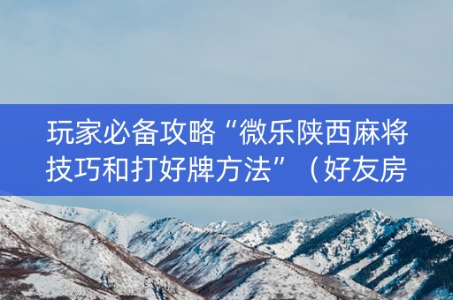 玩家必备攻略“微乐陕西麻将技巧和打好牌方法”（好友房怎么才能赢)
