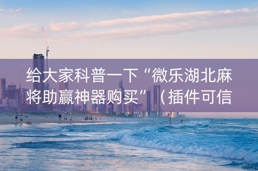 给大家科普一下“微乐湖北麻将助赢神器购买”（插件可信吗)