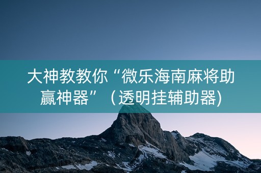 大神教教你“微乐海南麻将助赢神器”（透明挂辅助器)